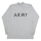 Mens Grey T-Shirt L Long Sleeve Crew Neck Army Print Cotton Blend Casual