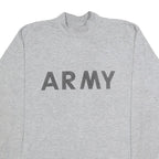 Mens Grey T-Shirt L Long Sleeve Crew Neck Army Print Cotton Blend Casual