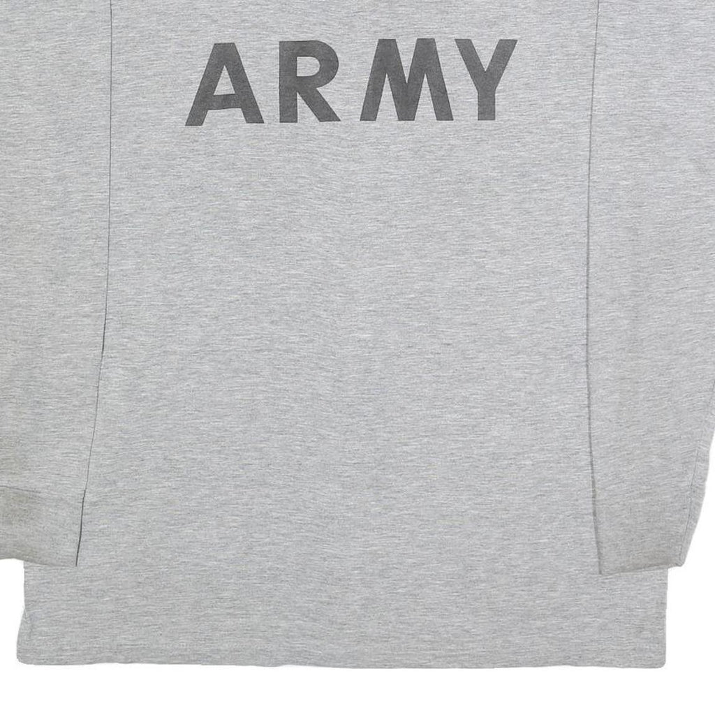Mens Grey T-Shirt L Long Sleeve Crew Neck Army Print Cotton Blend Casual