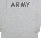 Mens Grey T-Shirt L Long Sleeve Crew Neck Army Print Cotton Blend Casual