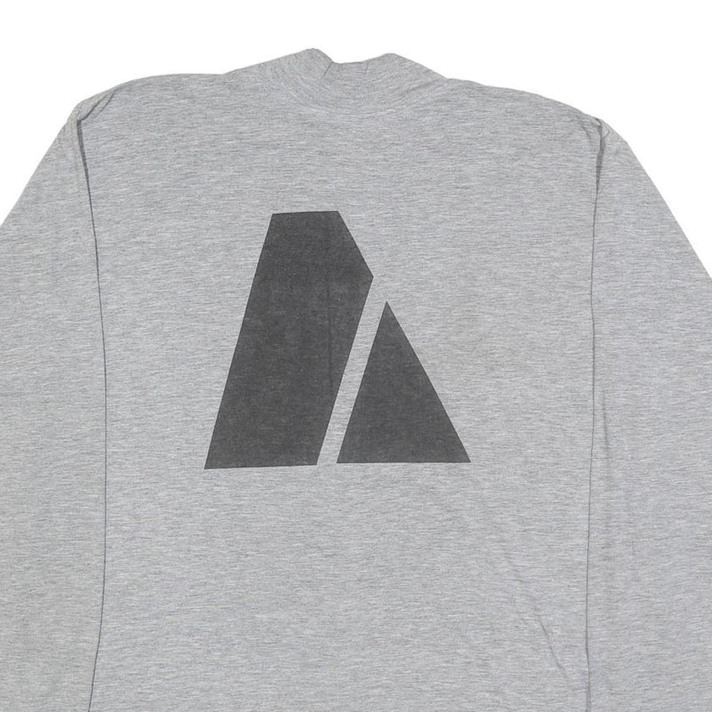 Mens Grey T-Shirt L Long Sleeve Crew Neck Army Print Cotton Blend Casual