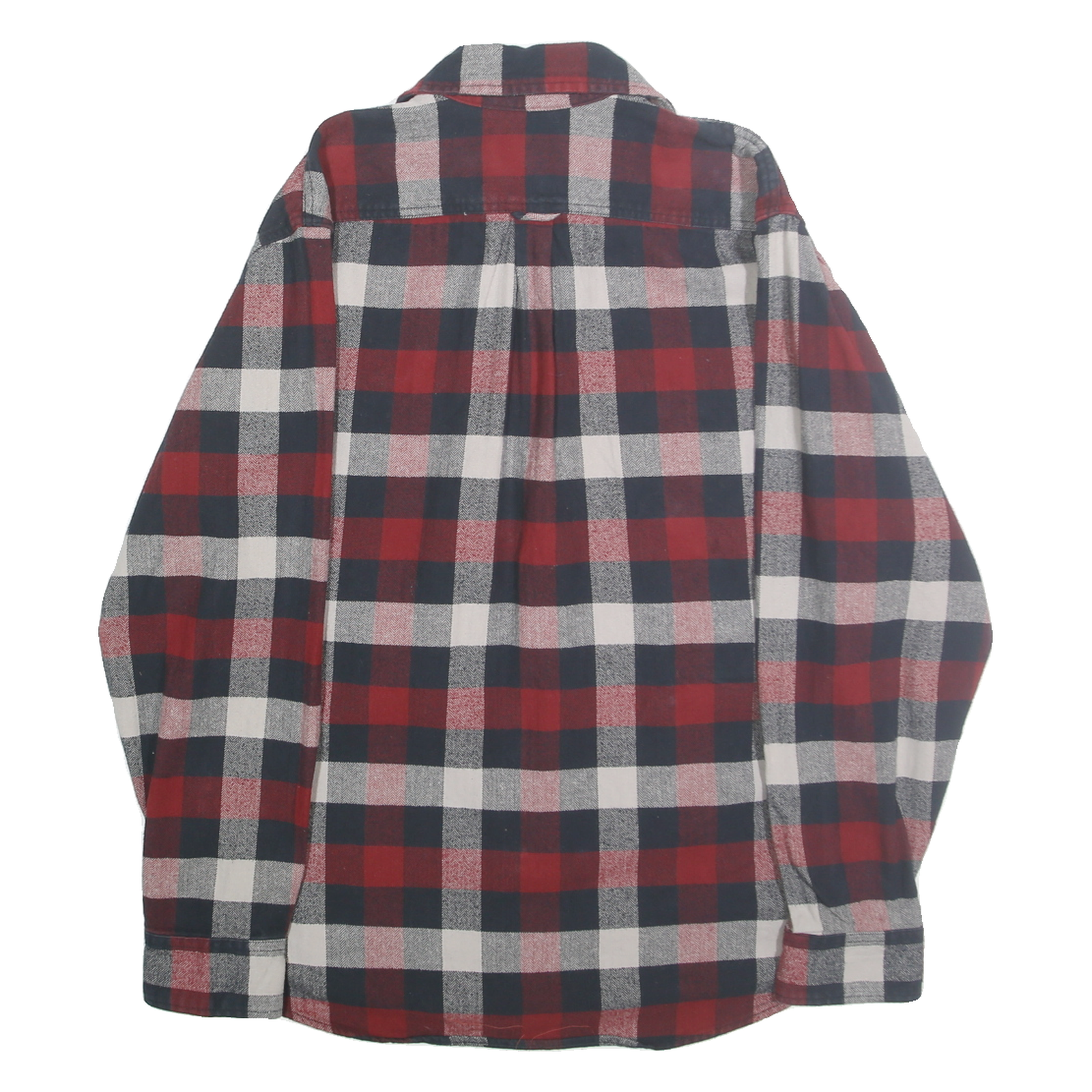 JACHS Mens Red & Navy Check Shirt L Button Long Sleeve Casual Cotton