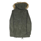 LEVI'S Womens Green Cotton Blend Parka Jacket M Zip Hooded Sherpa Lined