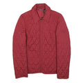 DKNY Womens Red Quilted Jacket S Polyester Zip Collar Lightweight Casual