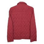 DKNY Womens Red Quilted Jacket S Polyester Zip Collar Lightweight Casual