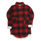 CHICOREE Womens Red & Black Check Jacket S Polyester Button Front Winter Chic