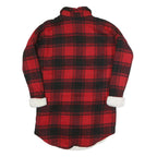 CHICOREE Womens Red & Black Check Jacket S Polyester Button Front Winter Chic