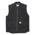 CARHARTT Mens Black Workwear Cotton Blend Vest Jacket L Plain Zip Pockets