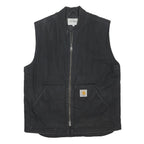 CARHARTT Mens Black Workwear Cotton Blend Vest Jacket L Plain Zip Pockets