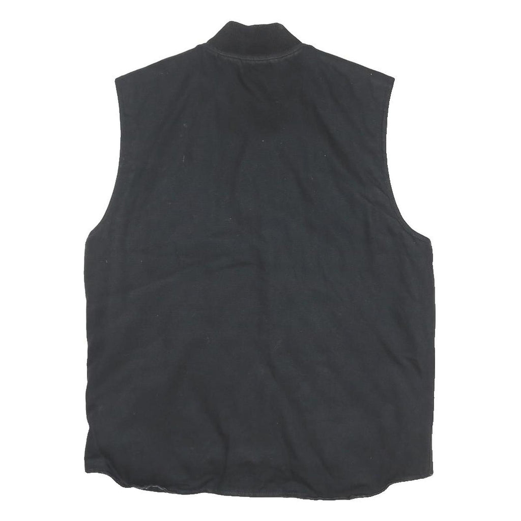 CARHARTT Mens Black Workwear Cotton Blend Vest Jacket L Plain Zip Pockets