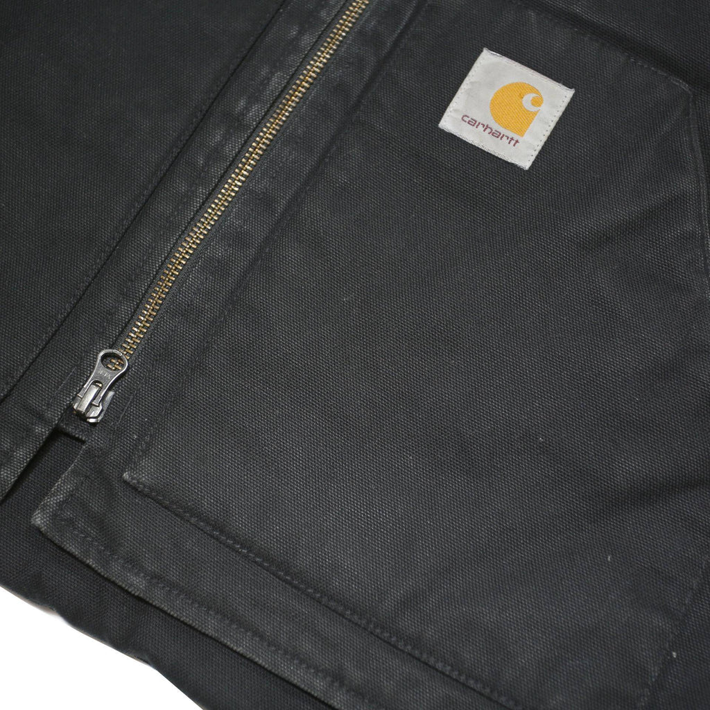 CARHARTT Mens Black Workwear Cotton Blend Vest Jacket L Plain Zip Pockets