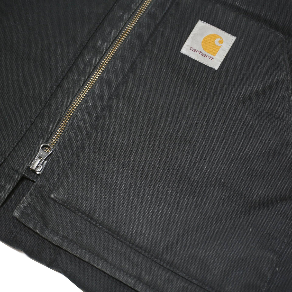 CARHARTT Mens Black Workwear Cotton Blend Vest Jacket L Plain Zip Pockets