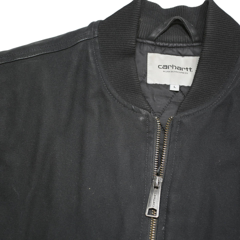 CARHARTT Mens Black Workwear Cotton Blend Vest Jacket L Plain Zip Pockets