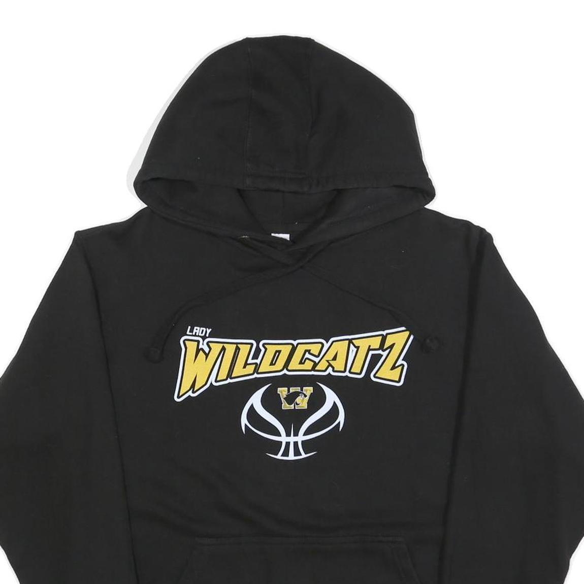 SMART BLANKS Mens Black Lady Wildcatz Pullover Hoodie S Cotton Blend Sportswear
