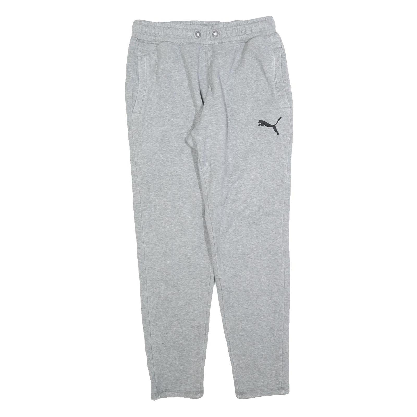 PUMA Mens Joggers Grey S W28 L30 Cotton Blend Regular Tapered Slim Fit Logo