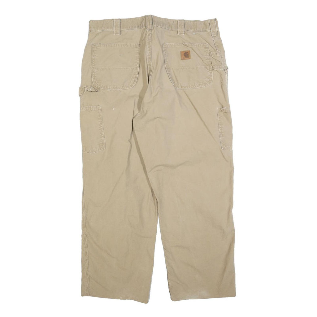 CARHARTT Mens Cotton Blend Beige Relaxed Straight Trousers W38 L28 Workwear