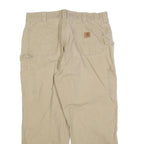 CARHARTT Mens Cotton Blend Beige Relaxed Straight Trousers W38 L28 Workwear
