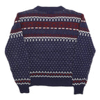 YOUNGBLOODS Womens Navy & Burgundy Patterned Jumper Crew Neck Basic Knit M