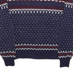 YOUNGBLOODS Womens Navy & Burgundy Patterned Jumper Crew Neck Basic Knit M