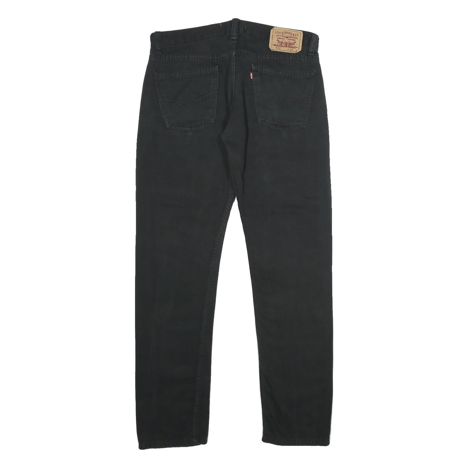 LEVI'S 511 Mens Slim Black Denim Medium W32 L32 Classic Slim Fit Jeans Zip