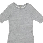GANNI Womens Grey Dress Cotton Blend Jersey Short Sleeve Short XS Casual Zip