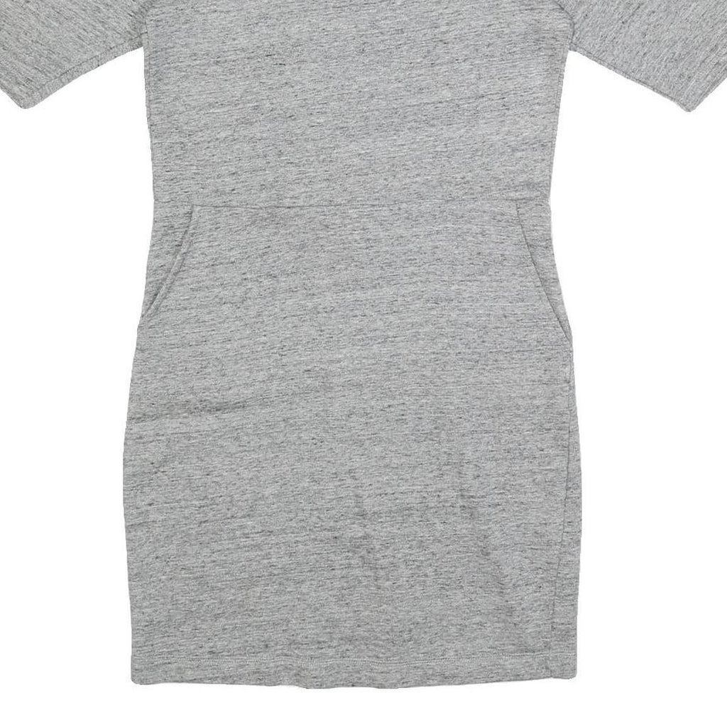 GANNI Womens Grey Dress Cotton Blend Jersey Short Sleeve Short XS Casual Zip