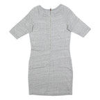 GANNI Womens Grey Dress Cotton Blend Jersey Short Sleeve Short XS Casual Zip