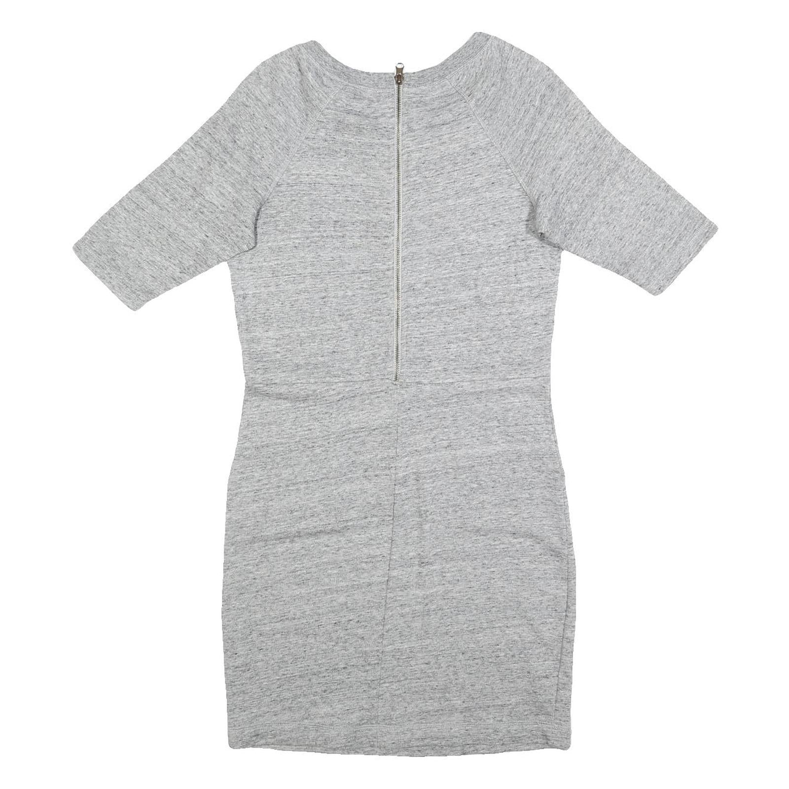 GANNI Womens Grey Dress Cotton Blend Jersey Short Sleeve Short XS Casual Zip
