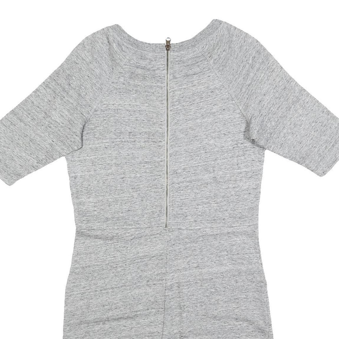 GANNI Womens Grey Dress Cotton Blend Jersey Short Sleeve Short XS Casual Zip