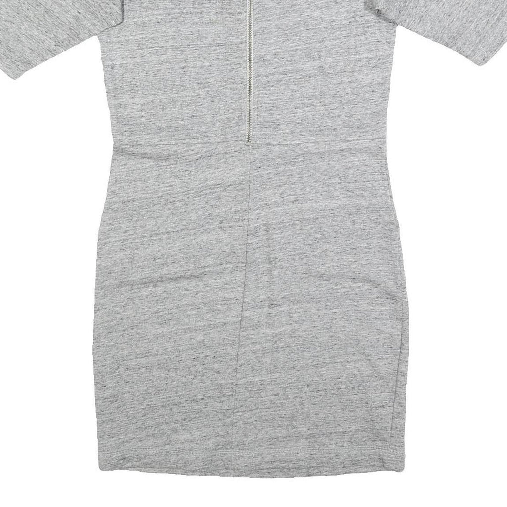 GANNI Womens Grey Dress Cotton Blend Jersey Short Sleeve Short XS Casual Zip