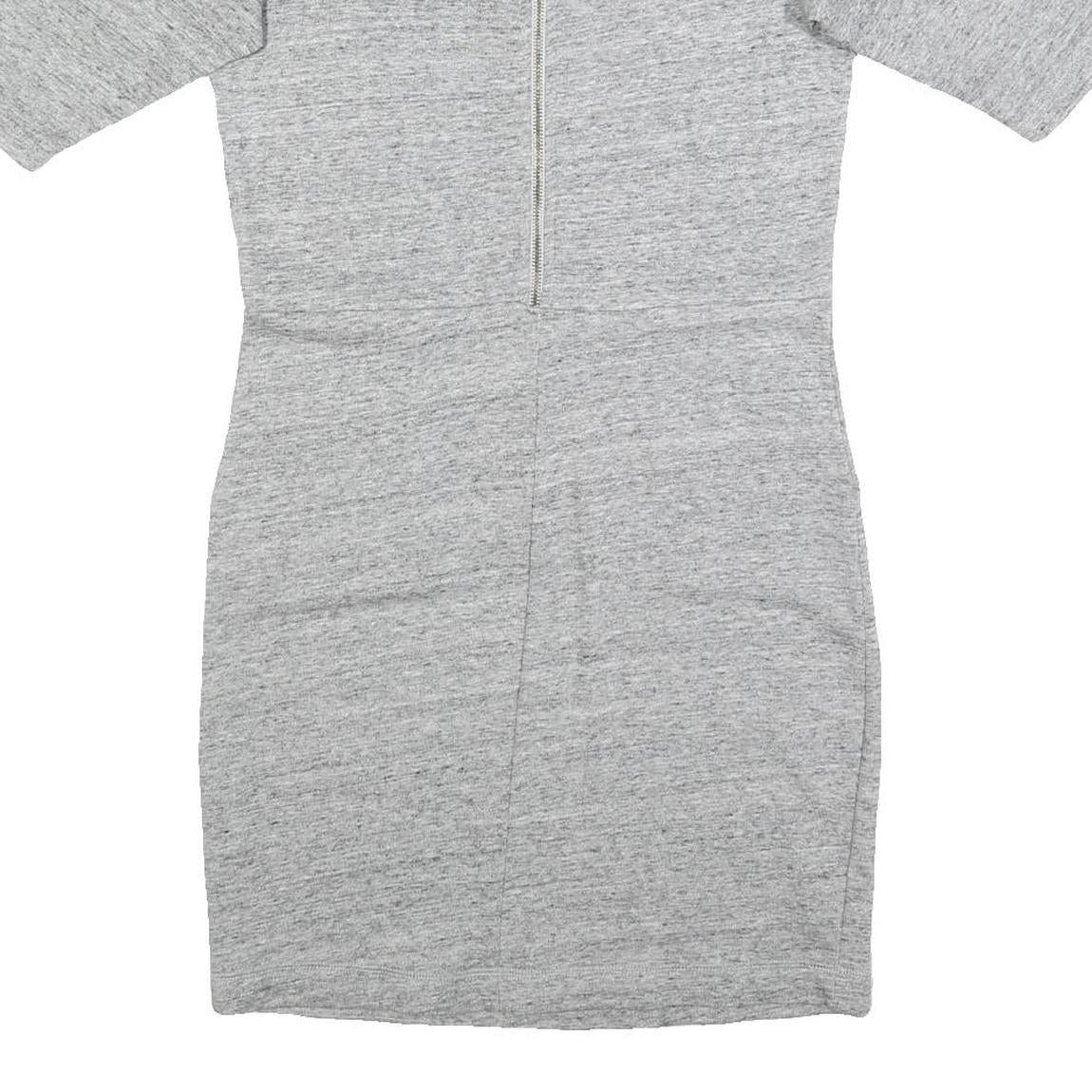 GANNI Womens Grey Dress Cotton Blend Jersey Short Sleeve Short XS Casual Zip