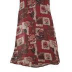 MONSOON Womens Red Brown Floral Day Polyester Blend Dress UK 14 Ruffle Neck