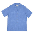 BATICK BAY Mens Blue Rayon Shirt M Palm Leaf Print Casual Short Sleeve
