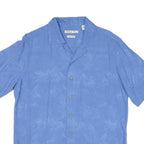 BATICK BAY Mens Blue Rayon Shirt M Palm Leaf Print Casual Short Sleeve