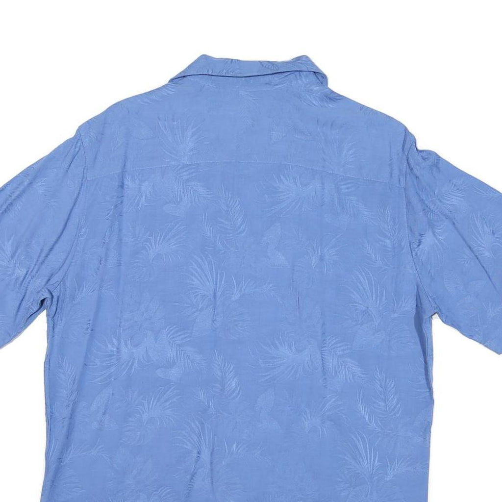 BATICK BAY Mens Blue Rayon Shirt M Palm Leaf Print Casual Short Sleeve