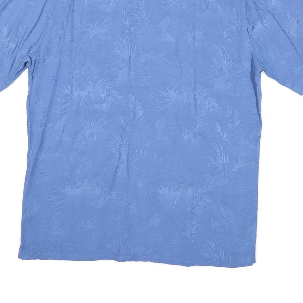 BATICK BAY Mens Blue Rayon Shirt M Palm Leaf Print Casual Short Sleeve