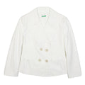 BENETTON Womens White Tailored Jacket M Cotton Blend Button Plain Formal