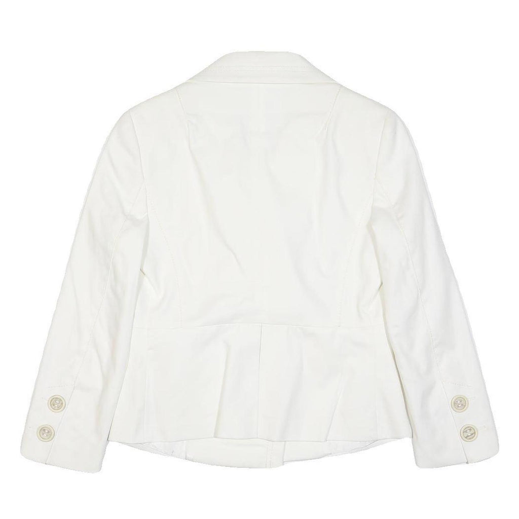 BENETTON Womens White Tailored Jacket M Cotton Blend Button Plain Formal