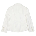 BENETTON Womens White Tailored Jacket M Cotton Blend Button Plain Formal