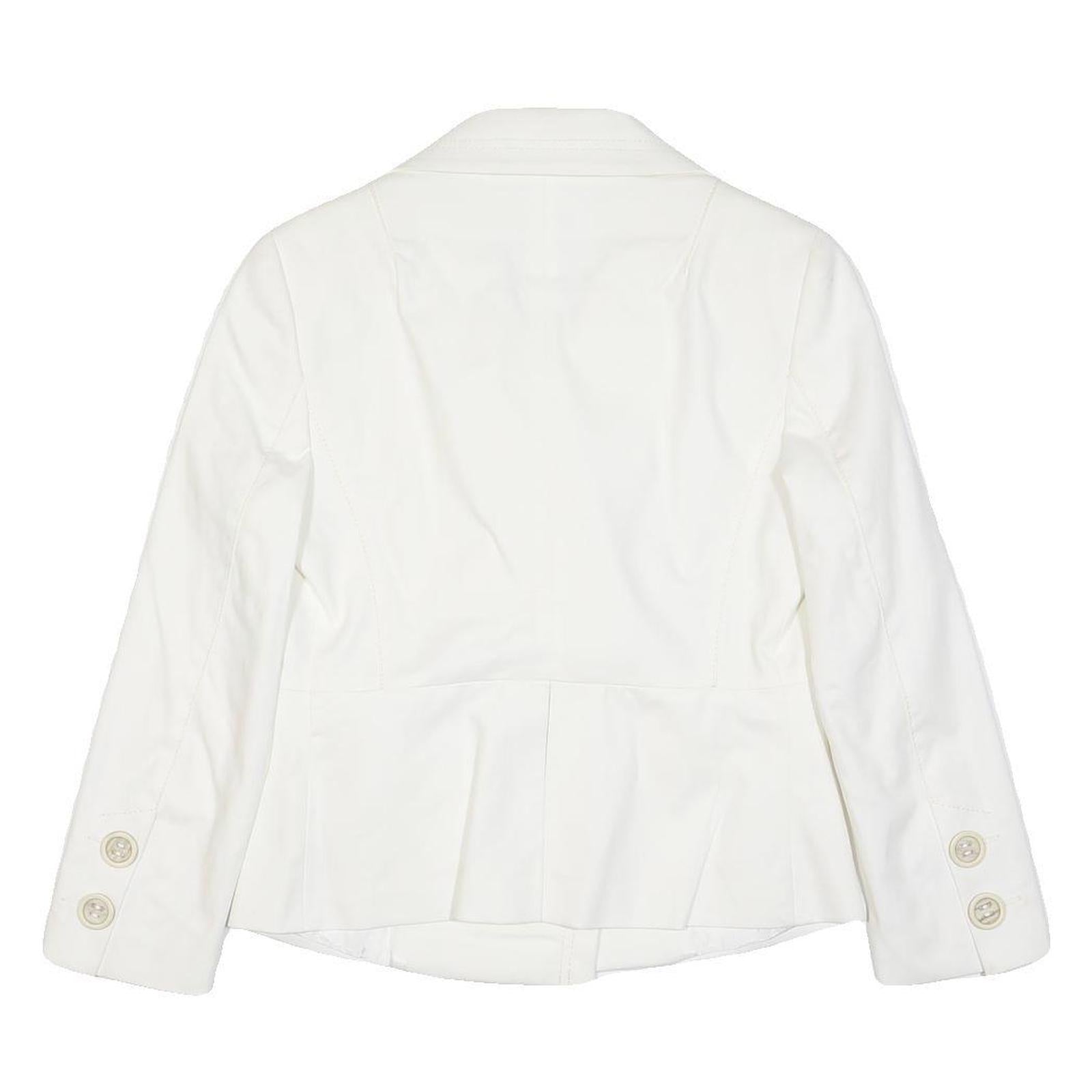 BENETTON Womens White Tailored Jacket M Cotton Blend Button Plain Formal