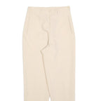 Womens Slim Cream Polyester Trousers W25 L28 Zip Closure Stylish Fit