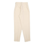 Womens Slim Cream Polyester Trousers W25 L28 Zip Closure Stylish Fit