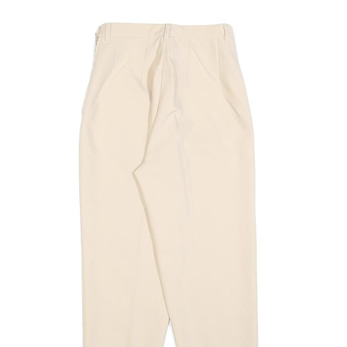 Womens Slim Cream Polyester Trousers W25 L28 Zip Closure Stylish Fit