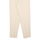 Womens Slim Cream Polyester Trousers W25 L28 Zip Closure Stylish Fit