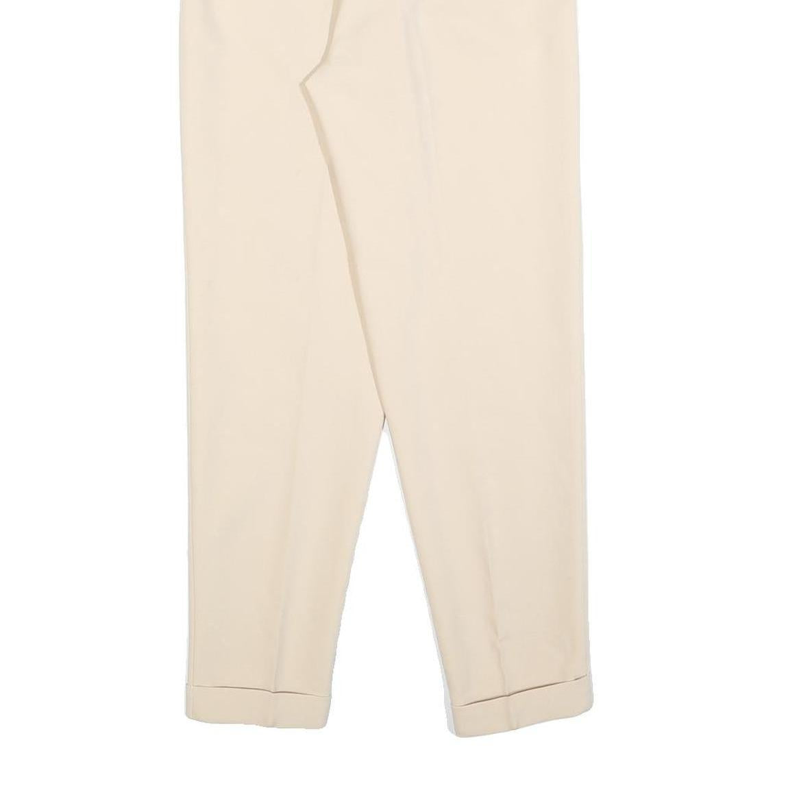 Womens Slim Cream Polyester Trousers W25 L28 Zip Closure Stylish Fit