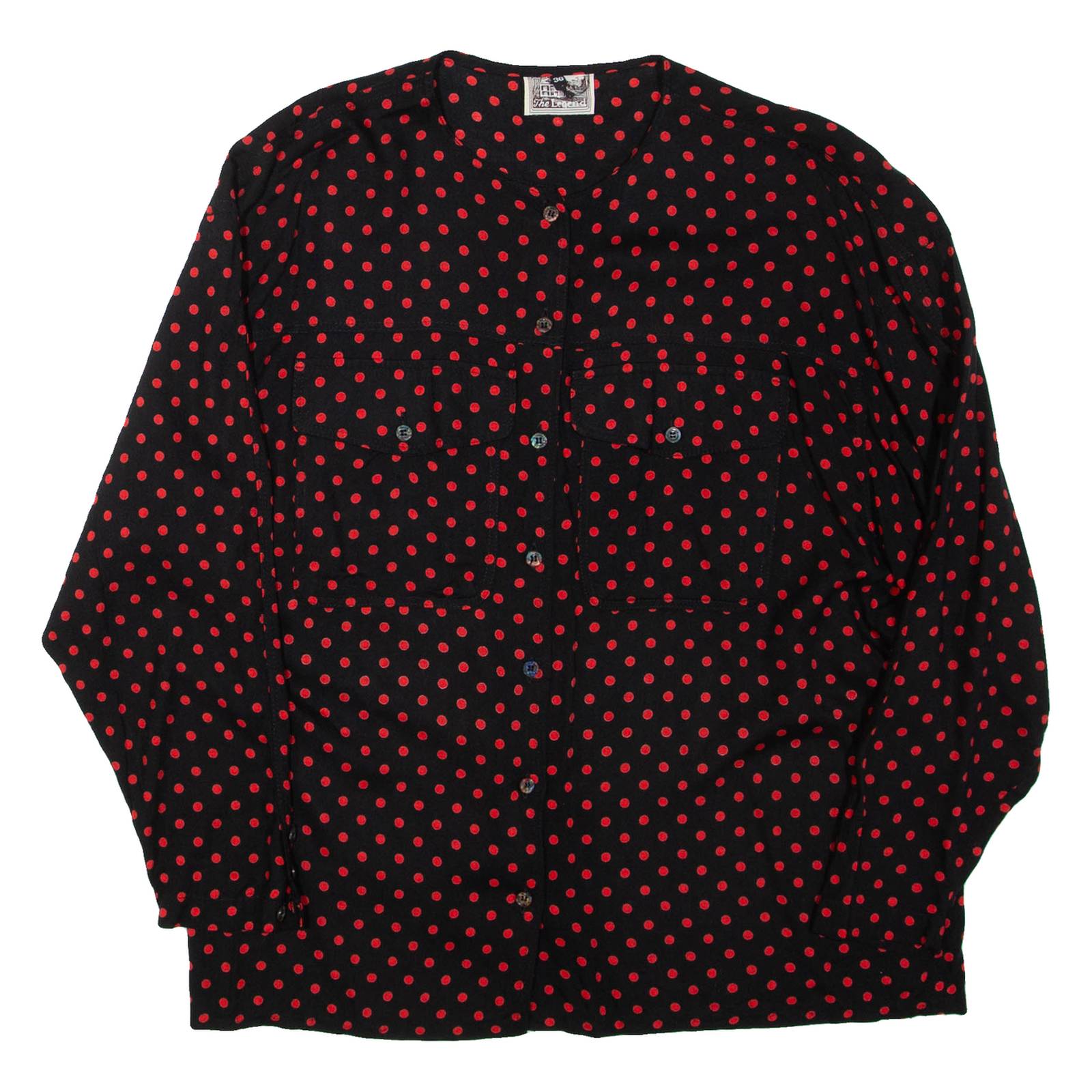 THE LEGEND Womens Printed Top Black Long Sleeve Spotted L