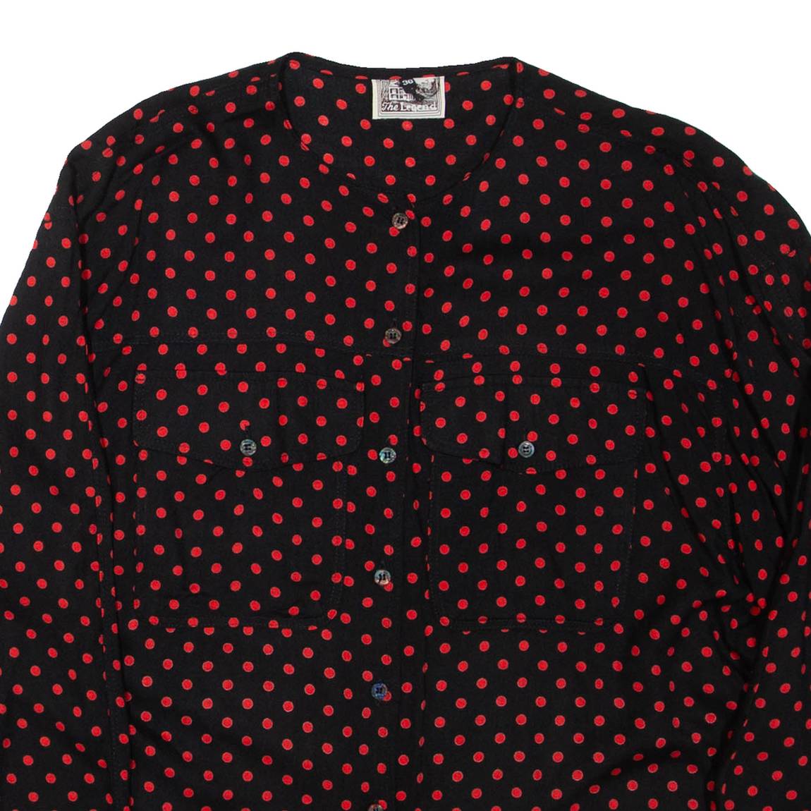 THE LEGEND Womens Printed Top Black Long Sleeve Spotted L