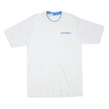 LAT Mens White & Blue Modern T-Shirt L Short Sleeve Crew Neck Cotton Blend