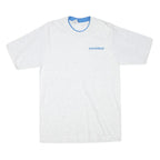 LAT Mens White & Blue Modern T-Shirt L Short Sleeve Crew Neck Cotton Blend