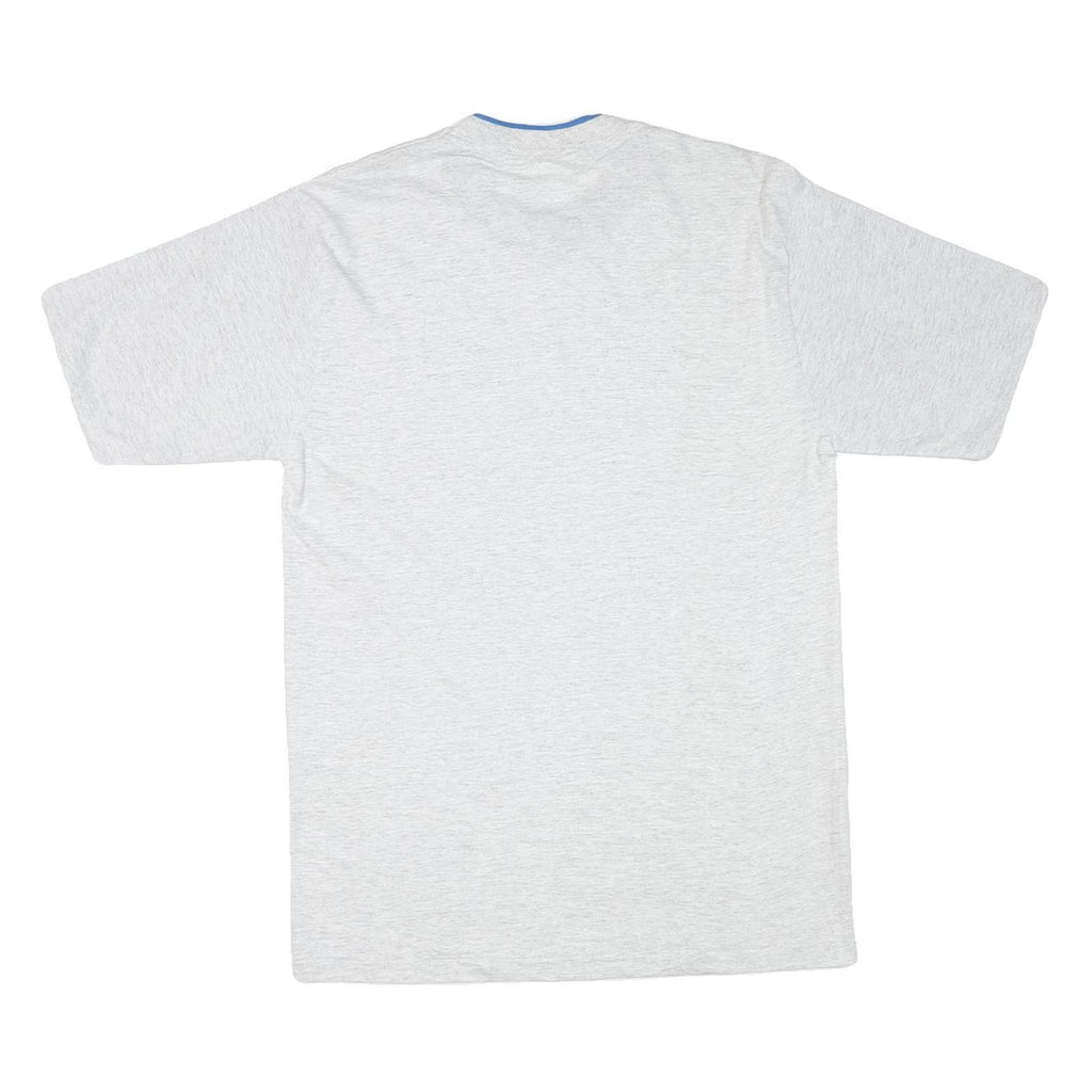 LAT Mens White & Blue Modern T-Shirt L Short Sleeve Crew Neck Cotton Blend